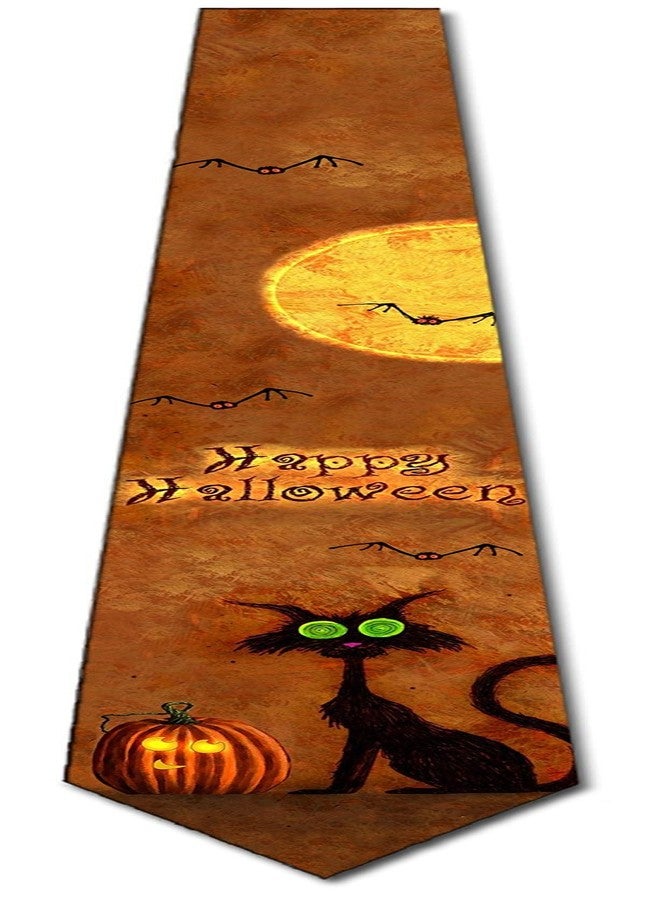 Three Rooker Happy Halloween Ties Black Cat Mens Pumpkin Necktie - Image 4
